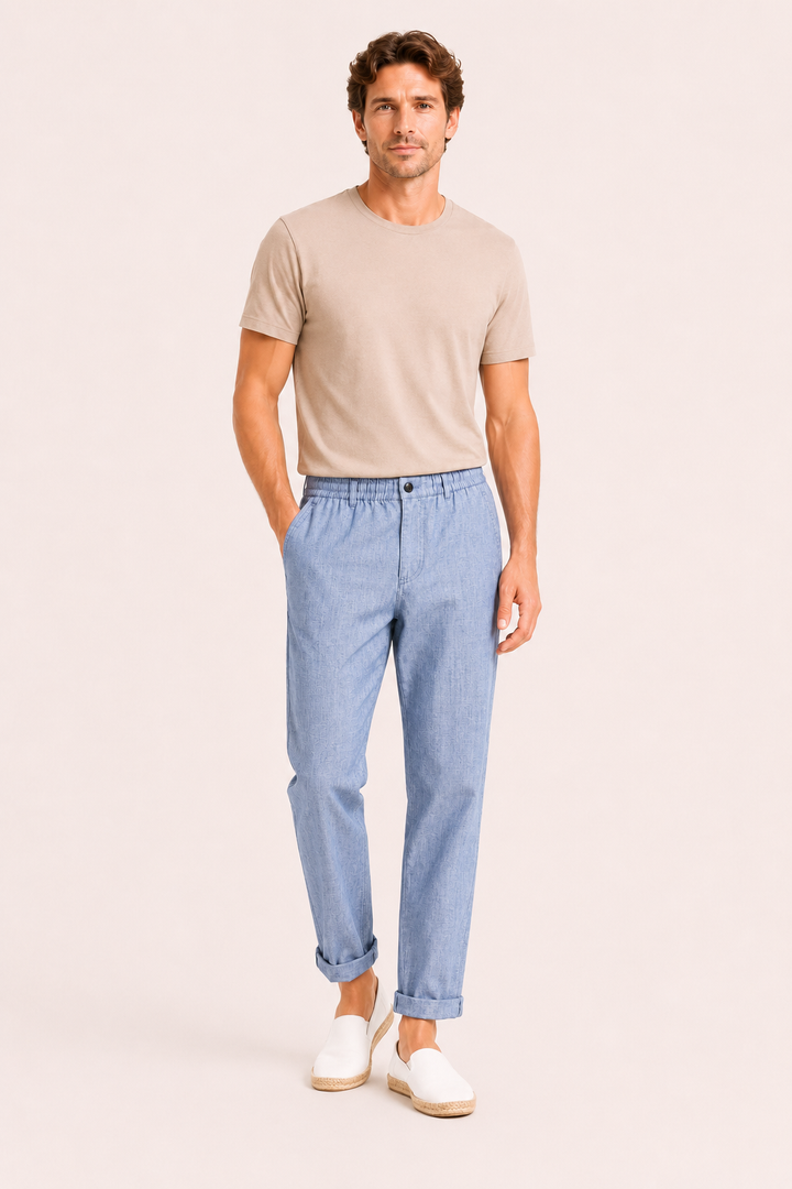 Pantalon en lin léger pour homme, coupe confortable - Matteo