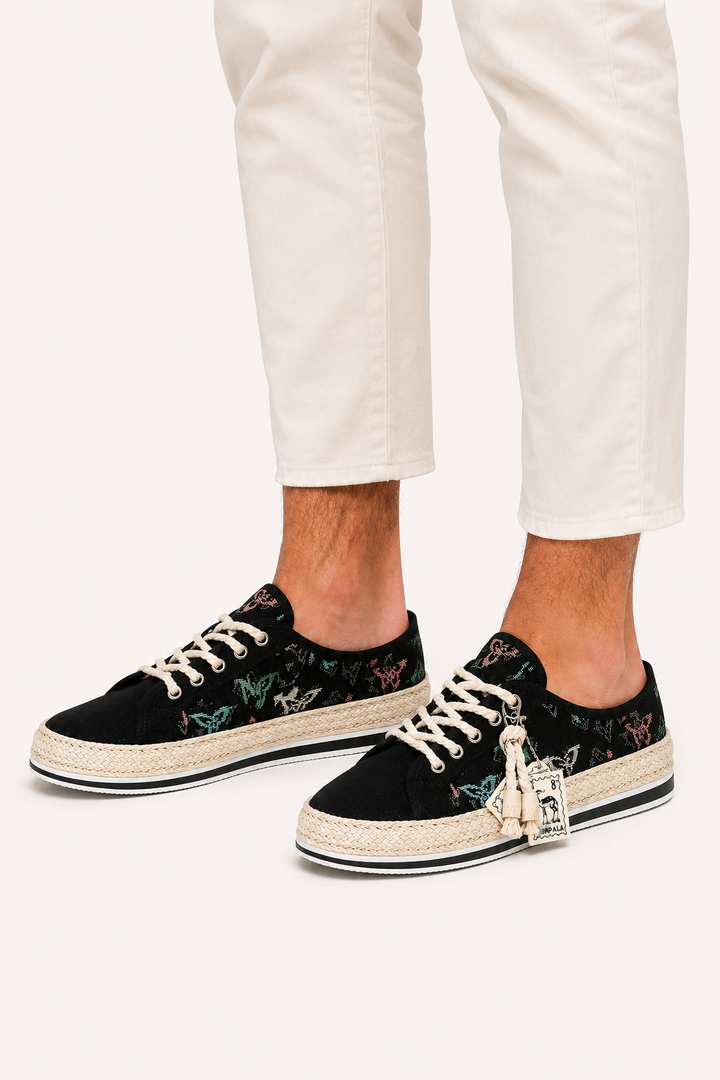 Chaussures décontractées à lacets en toile pour hommes avec semelle en jute - Dorian