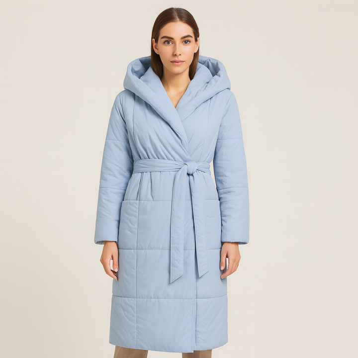 Manteau long matelassé avec ceinture pour femme - Catrina