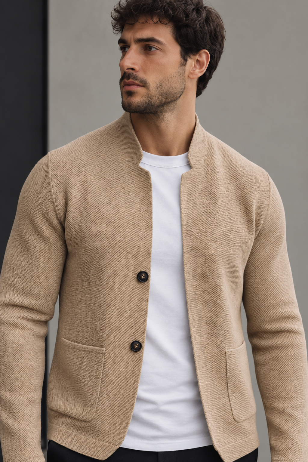 Cardigan homme à col Perkins, boutons et poches plaquées - Alaric