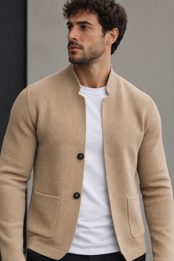 Cardigan homme à col Perkins, boutons et poches plaquées - Alaric