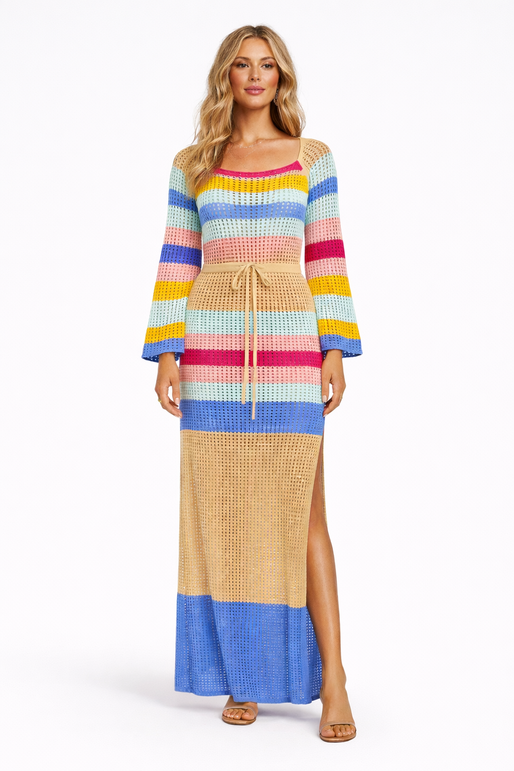 Robe en maille à encolure droite ouverte pour femme - Sophie