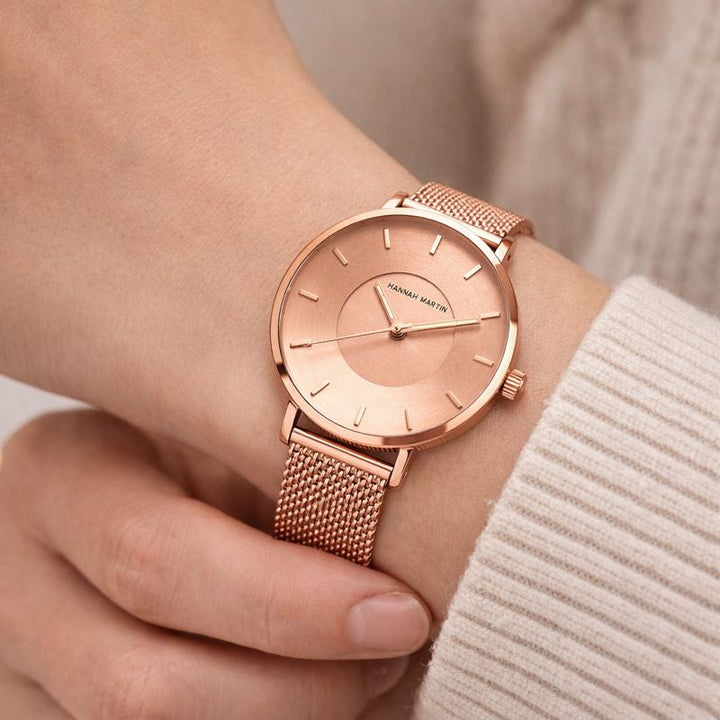 Montre en maille pour femmes, minimaliste et élégante