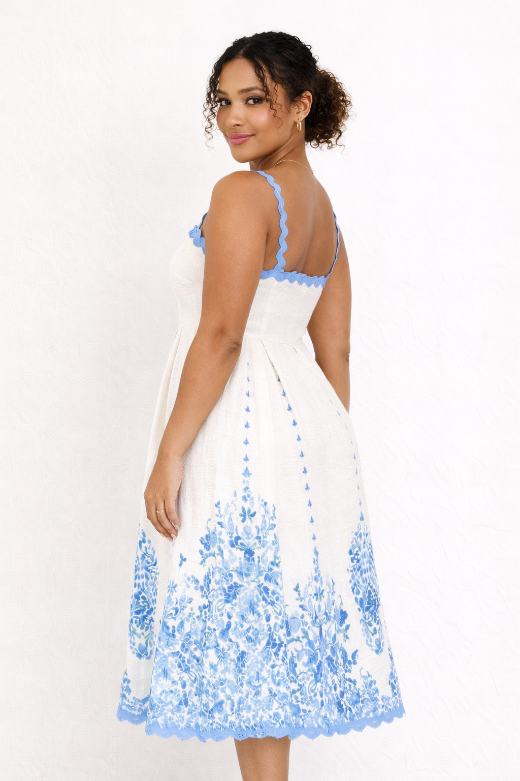 Robe midi imprimée à fines bretelles pour femmes - Natalia