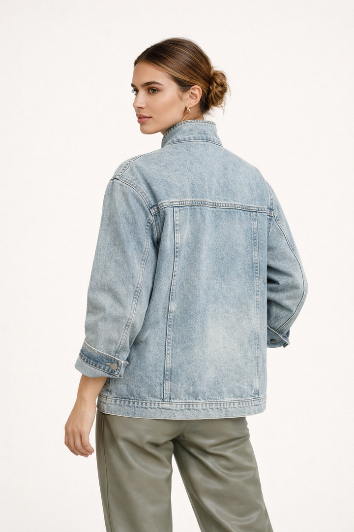 Veste en jean oversize à col haut pour femme - Kaia