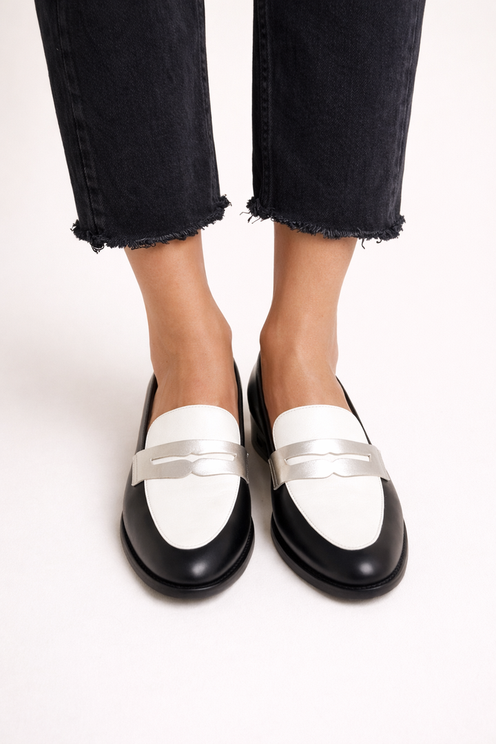 Mocassins classiques pour femmes semelle plate bicolore - Abby
