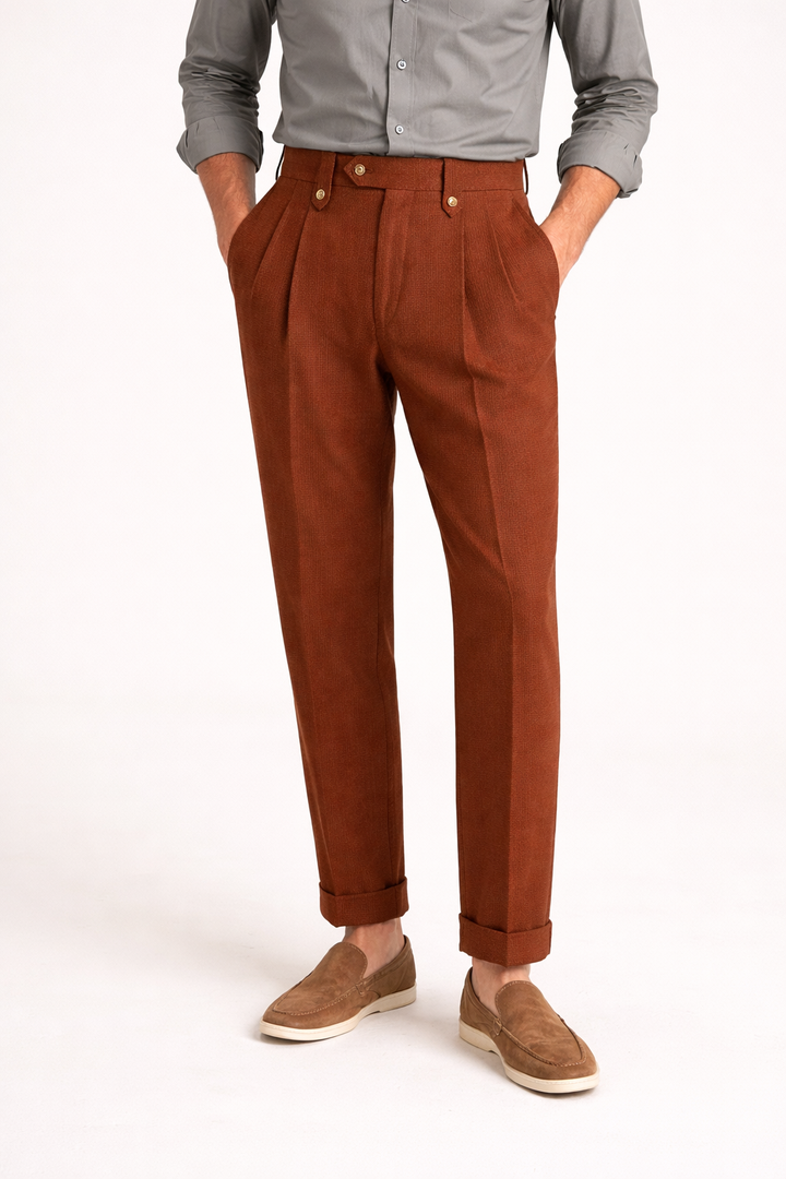 Pantalon droit à pinces et taille haute pour homme - Adrien
