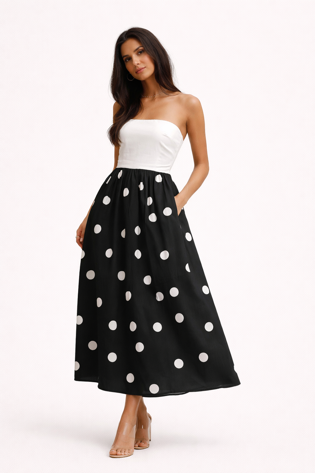 Robe longue élégante à pois pour femmes - Elske