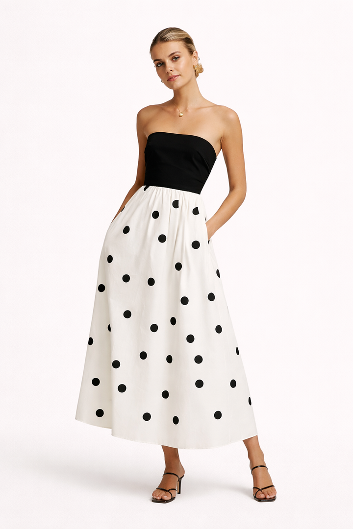 Robe longue élégante à pois pour femmes - Elske