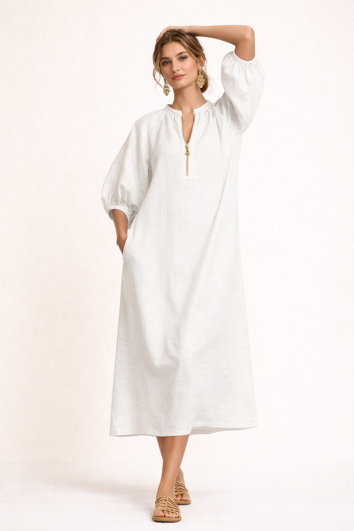 Robe longue décontractée à manches courtes pour femmes - Lauren