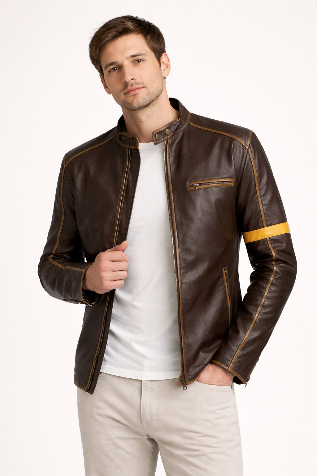 Veste motard homme à col montant - Kervan