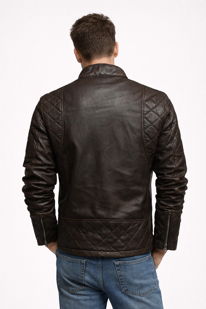 Veste de motard pour homme avec fermeture éclair - Bravik