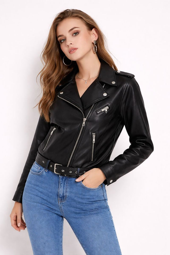 Veste effet cuir femme avec zip latéral - Kireya