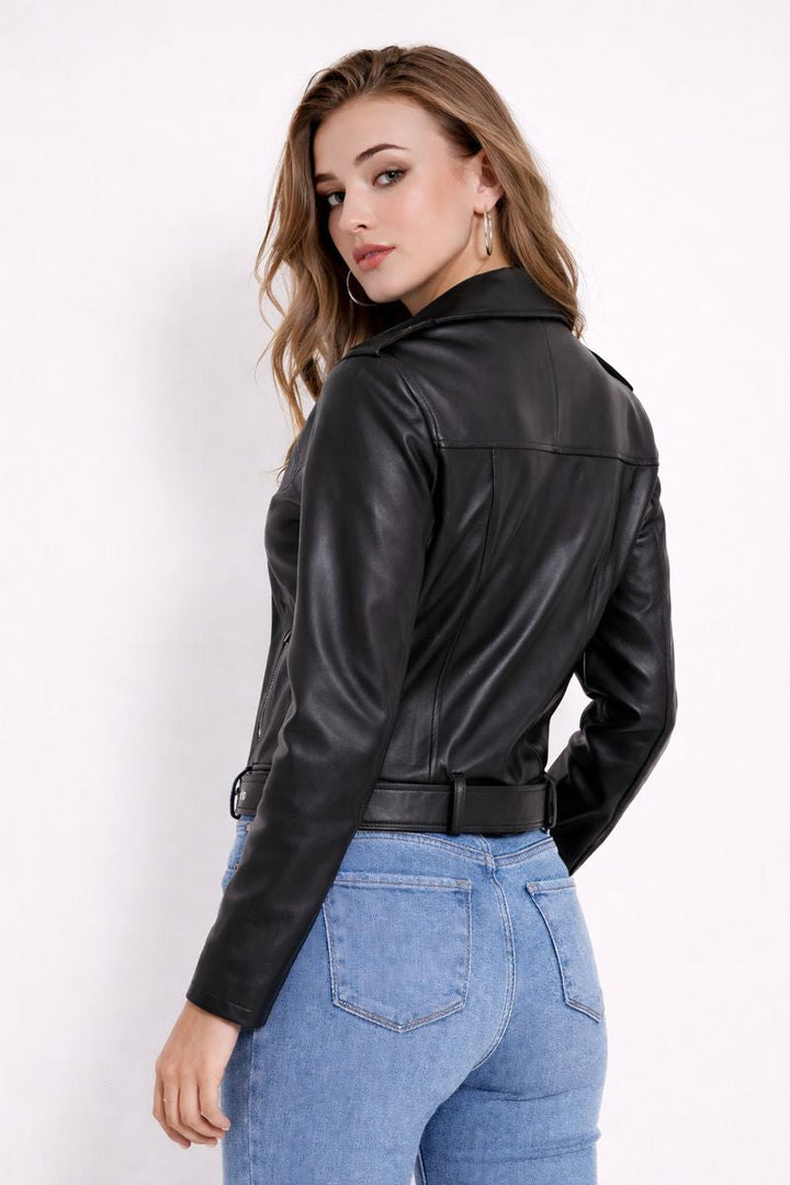 Veste effet cuir femme avec zip latéral - Kireya