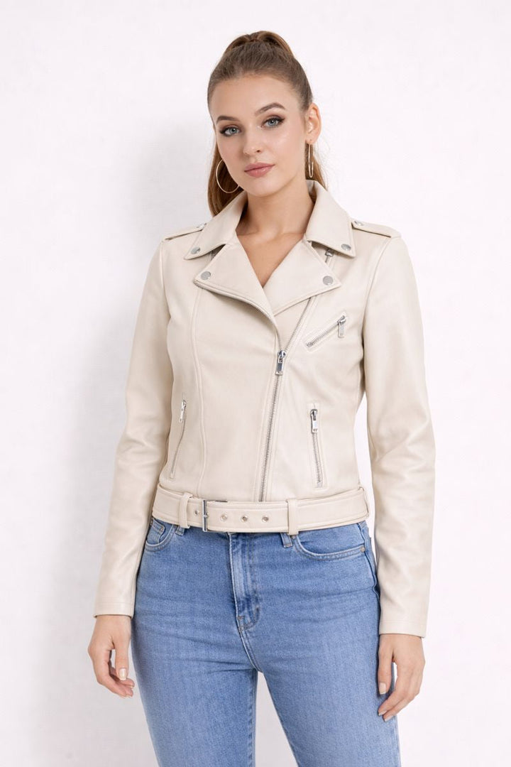 Veste effet cuir femme avec zip latéral - Kireya