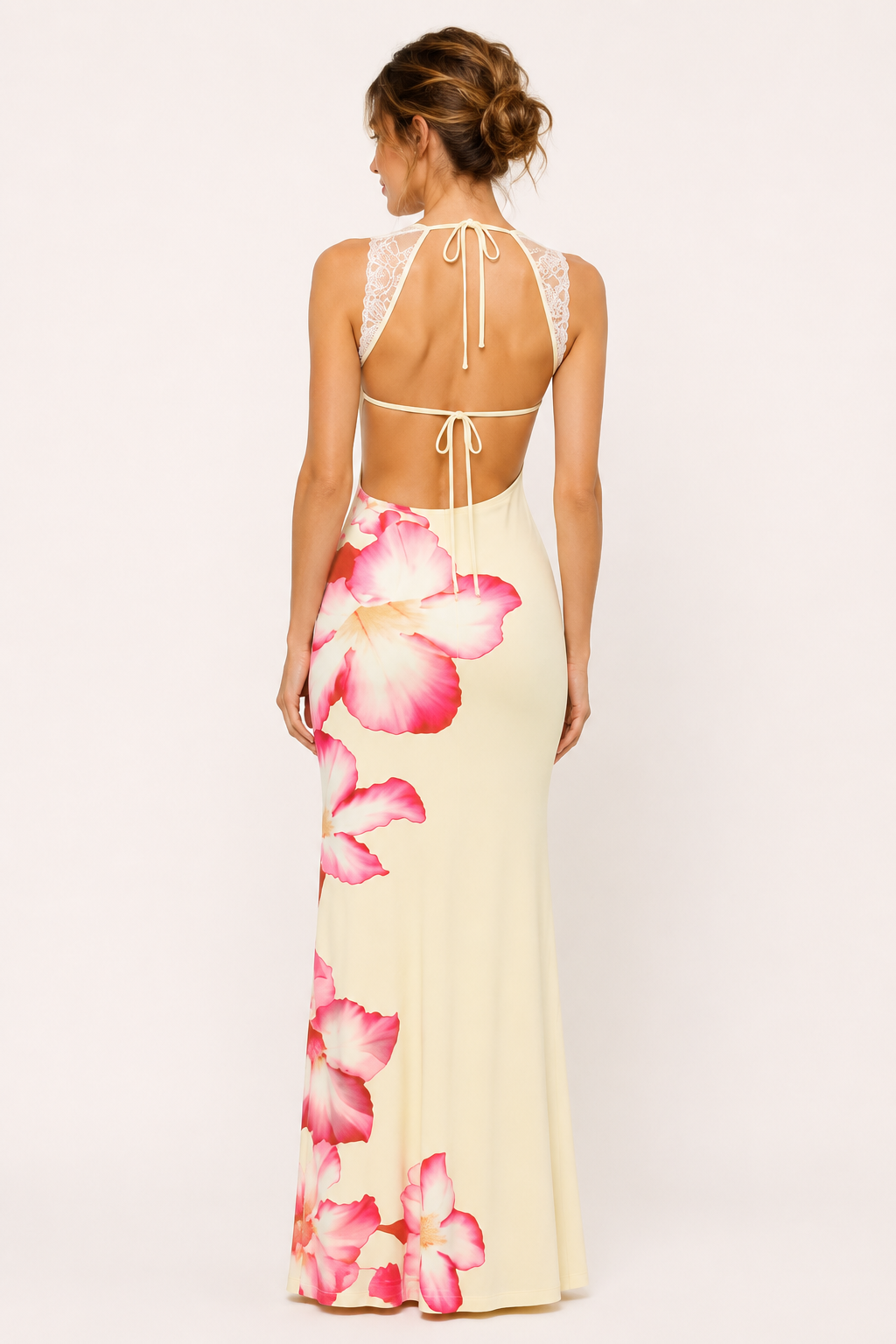 Robe longue à fleurs pour femme, épaules dénudées - Hanny