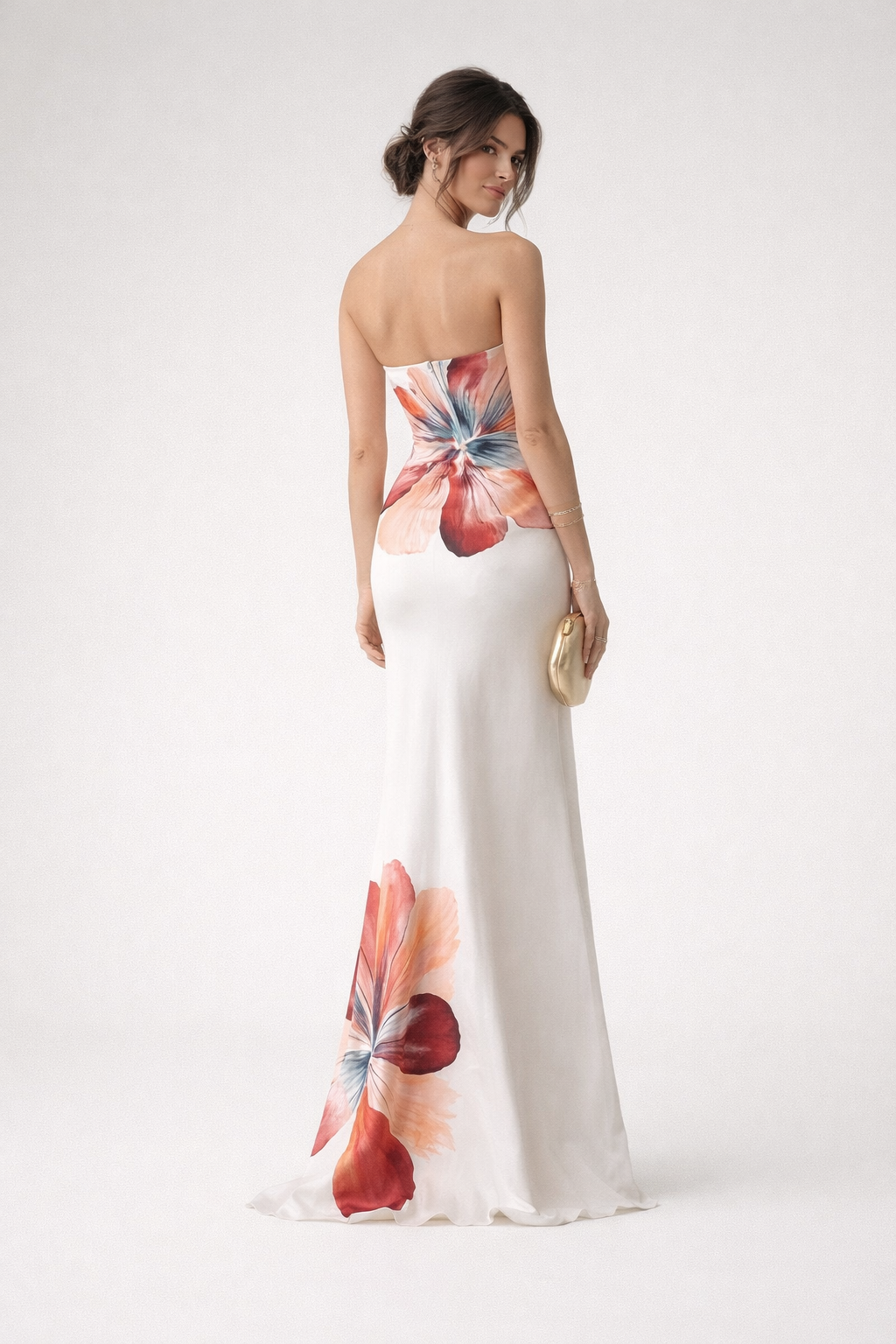 Robe midi sans bretelles à imprimé floral pour femmes - Aurora