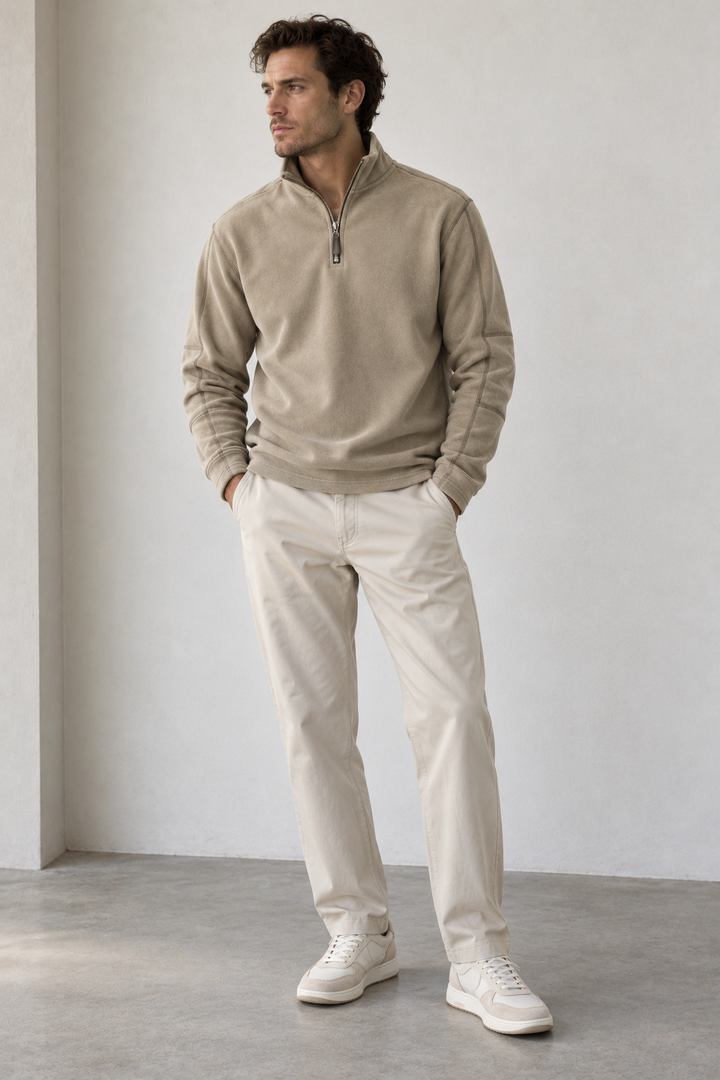 Sweat-shirt homme à col montant et demi-fermeture éclair - Calder