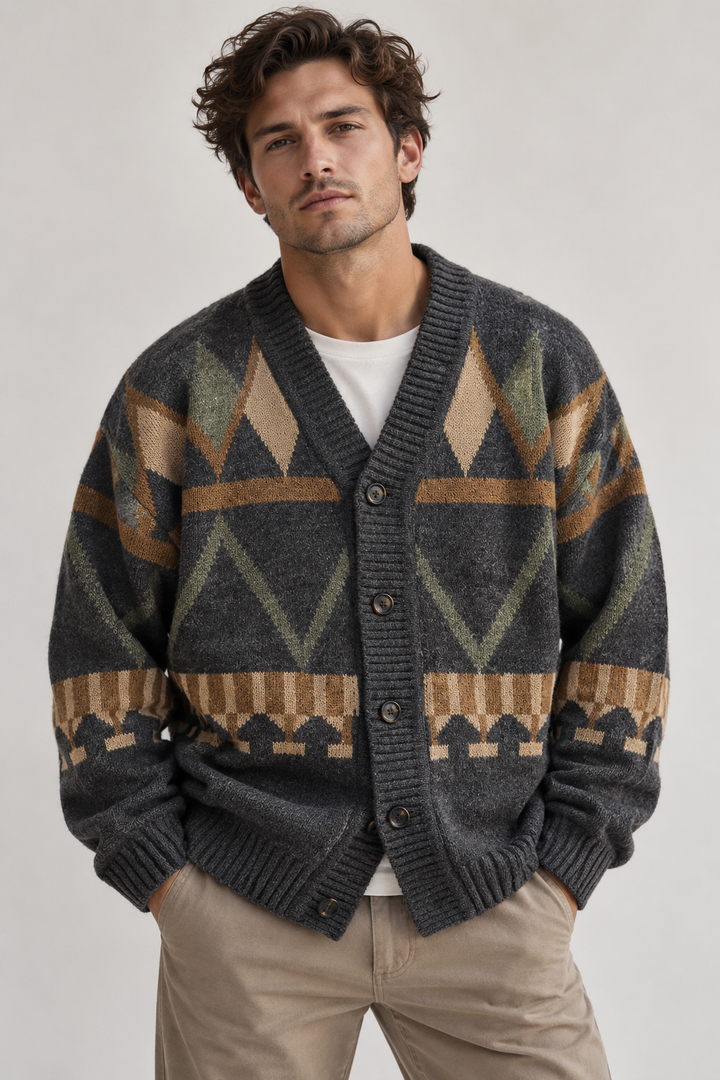 Cardigan en maille à motifs géométriques - Alden