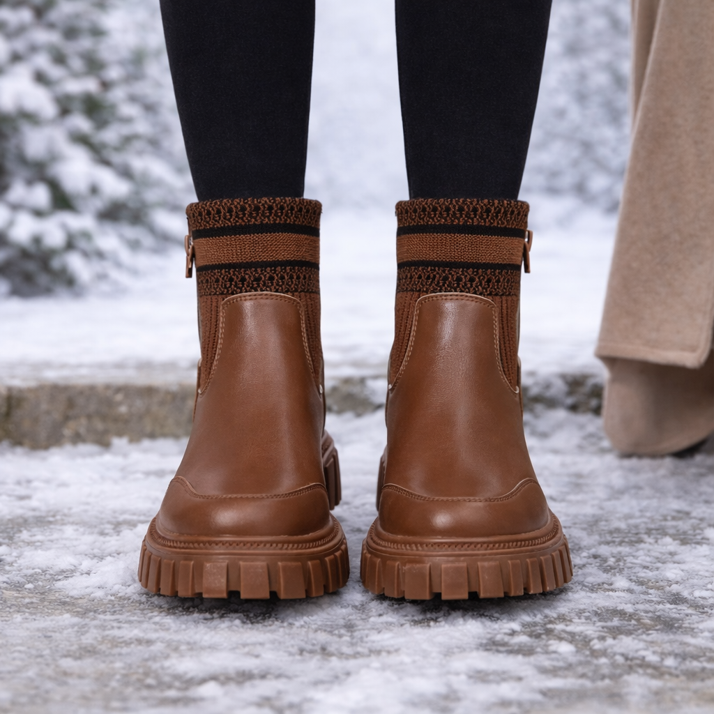 Chaussons tricotés à semelle épaisse pour femmes - Narevi