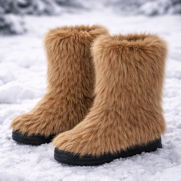 Bottes d'hiver pour femmes avec tige en peluche et semelle compensée confortable - Kavira