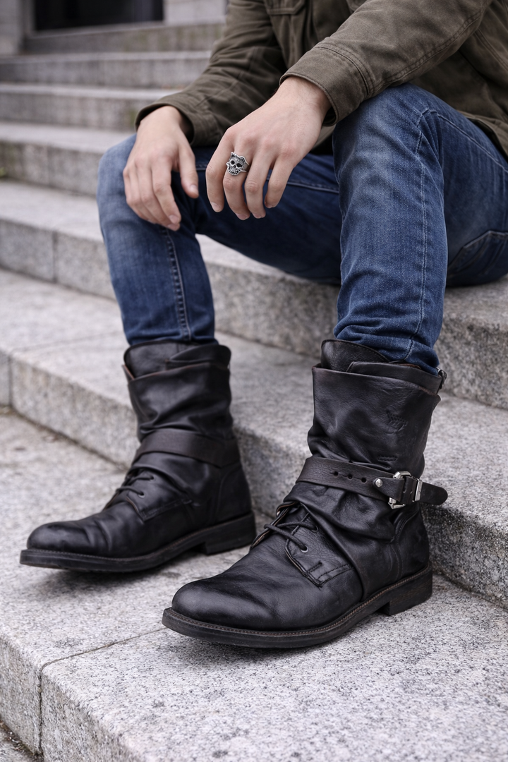 Bottines homme cuir naturel sangle réglable urbain – Kryvon