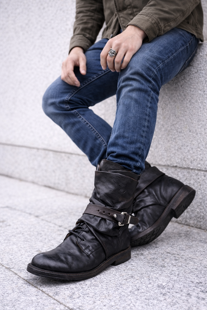 Bottines homme cuir naturel sangle réglable urbain – Kryvon