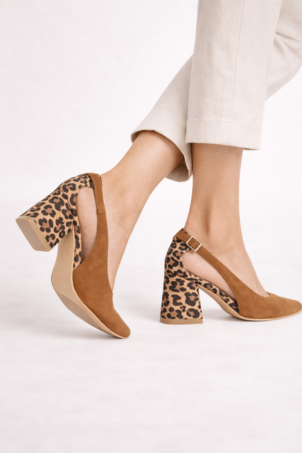 Chaussures femmes à dos ouvert, bout fermé, talon large imprimé - Antonia