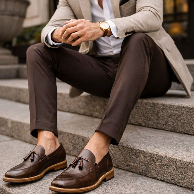 Mocassins élégants en cuir avec glands pour hommes - Kaster