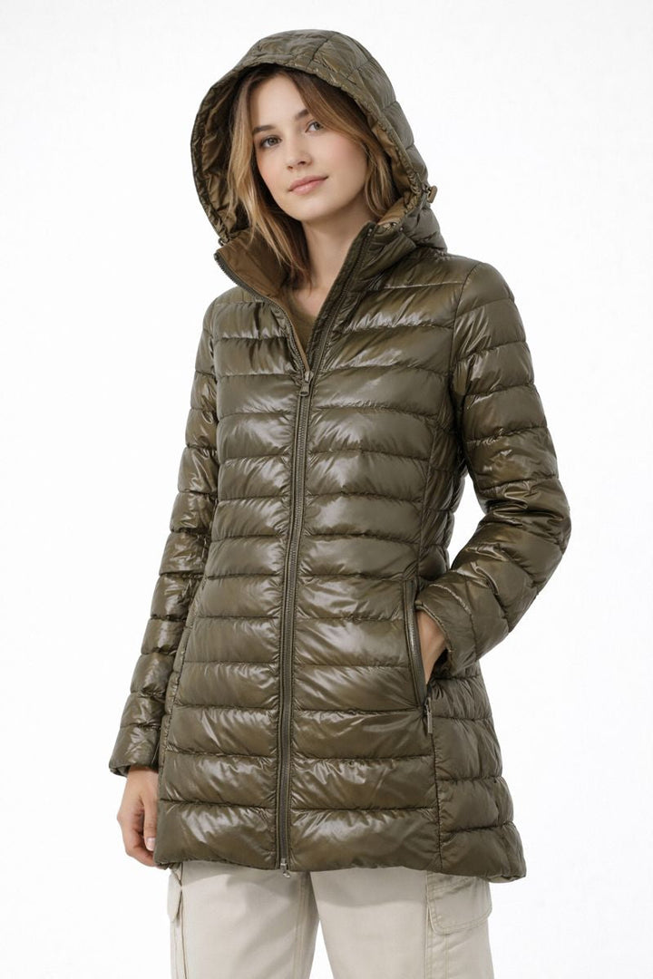 Veste longue matelassée à capuche pour femme - Rahel