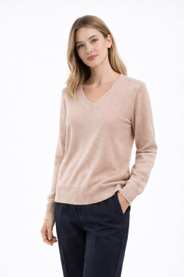 Pull en maille à col en V pour femmes - Anika