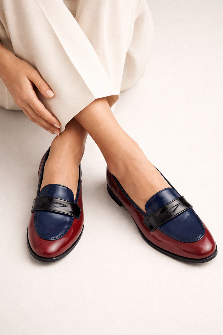 Mocassins élégants bicolores sans lacets pour femme - Apolline