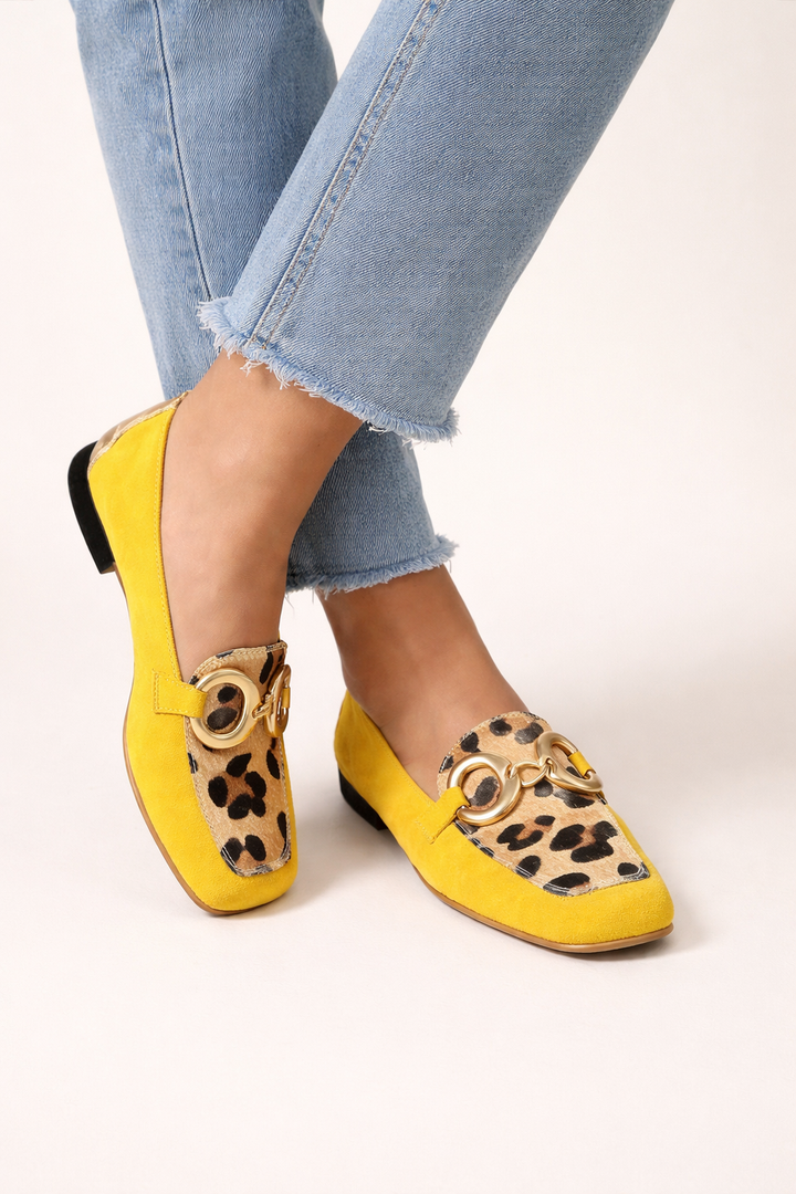 Mocassins pour femme avec détails animaliers et bordures métalliques - Aurélie