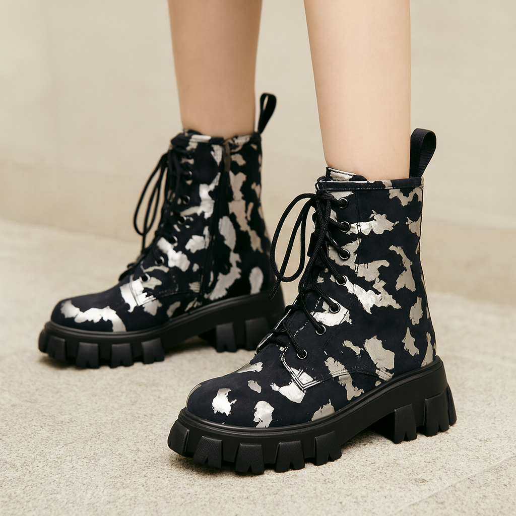 Bottes militaires pour femmes à effet artistique - Ysia