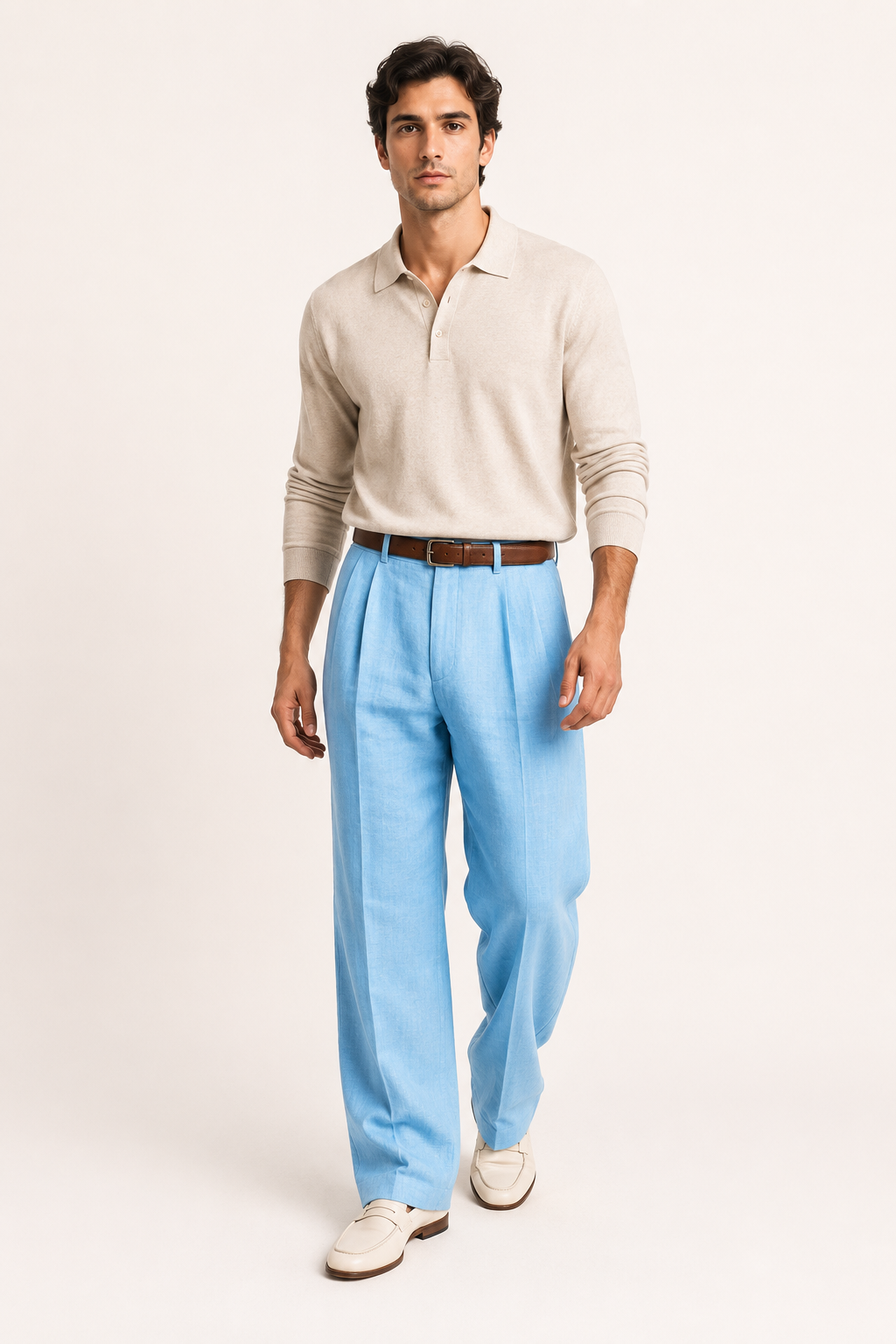 Pantalon en lin pour homme à double pince et coupe droite - Albrecht