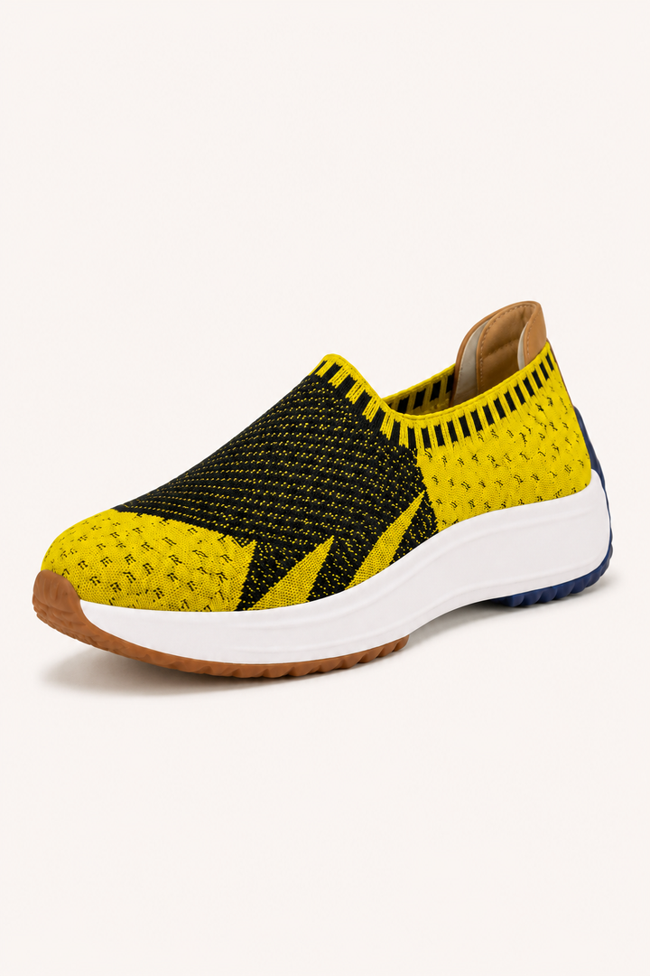 Chaussures en tricot pour femme, style slip-on, à semelle épaisse - Jutta