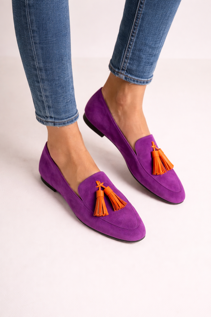 Mocassins à glands pour femmes, bout rond, semelle plate - Elvara