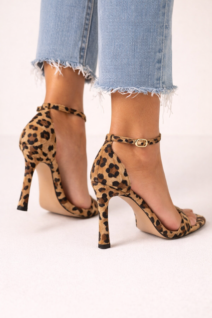 Sandales à talons hauts et à lanières imprimées léopard - Virelle
