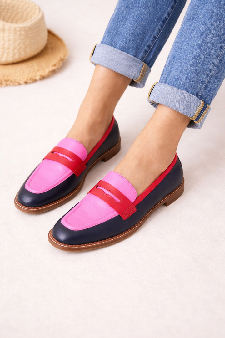 Mocassins classiques pour femmes, semelle plate à deux tons sur le devant - Lurexa