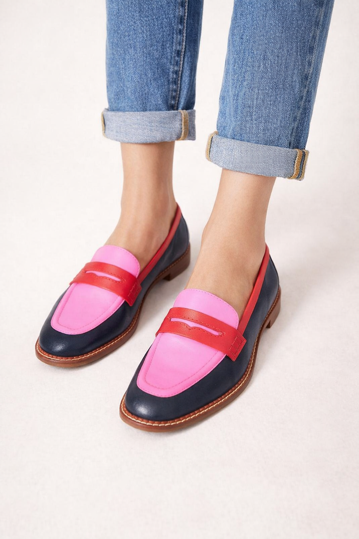 Mocassins classiques pour femmes, semelle plate à deux tons sur le devant - Lurexa