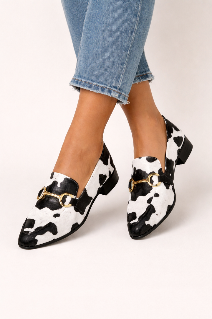 Mocassins pour femmes à imprimé animalier et quincaillerie métallique - Darela