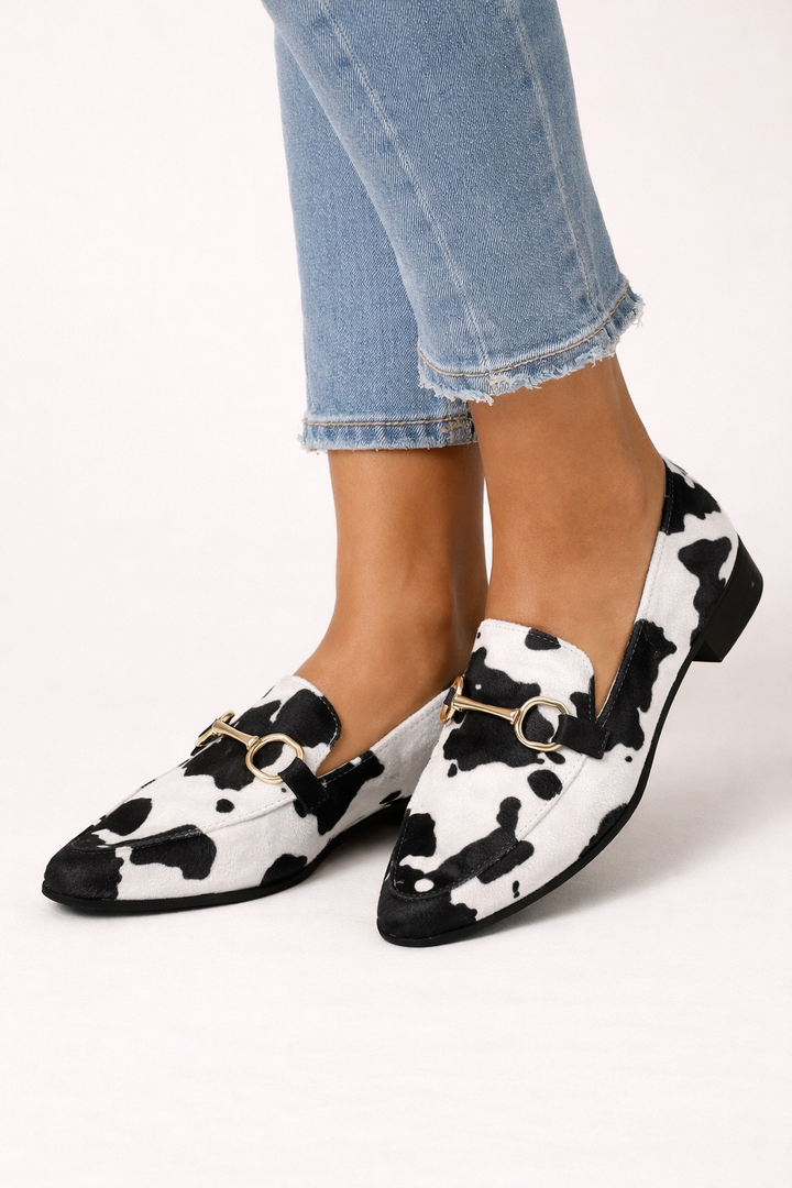 Mocassins pour femmes à imprimé animalier et quincaillerie métallique - Darela