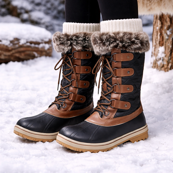 Bottes hautes et plates à lacets pour femmes - Aelira