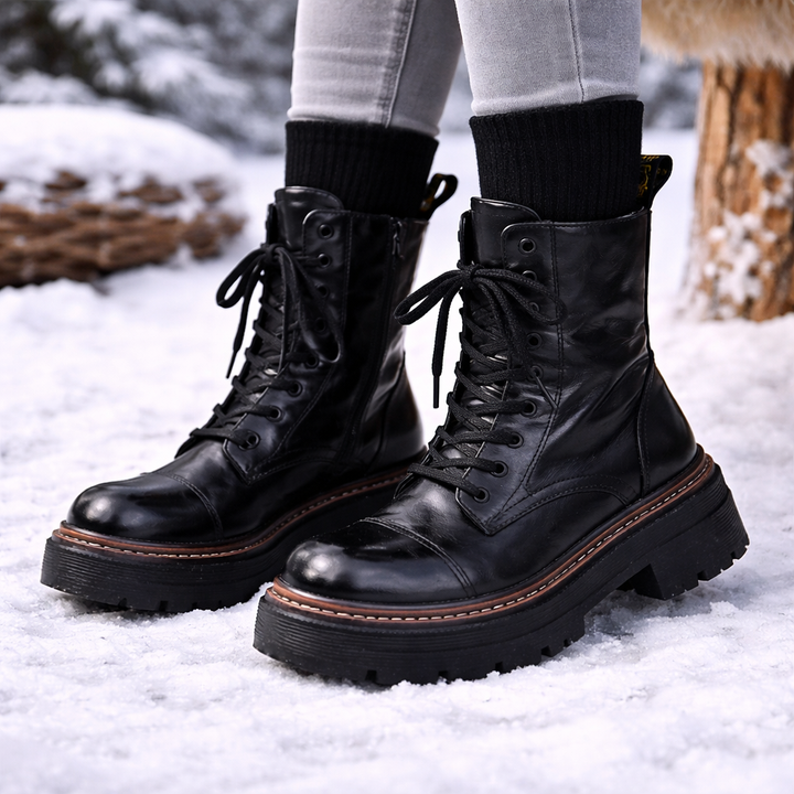 Bottes courtes pour femmes avec semelle robuste et fermeture éclair latérale - Elviora