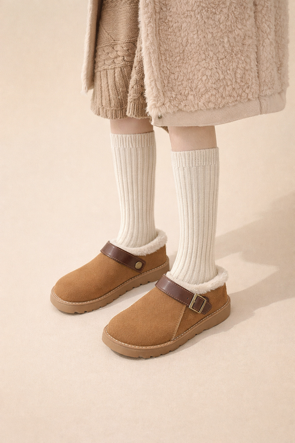 Mules à boucle doublées de fourrure pour femmes - Eira