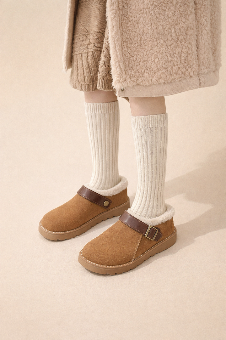 Mules à boucle doublées de fourrure pour femmes - Eira