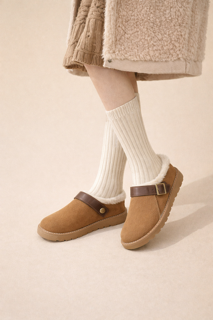 Mules à boucle doublées de fourrure pour femmes - Eira