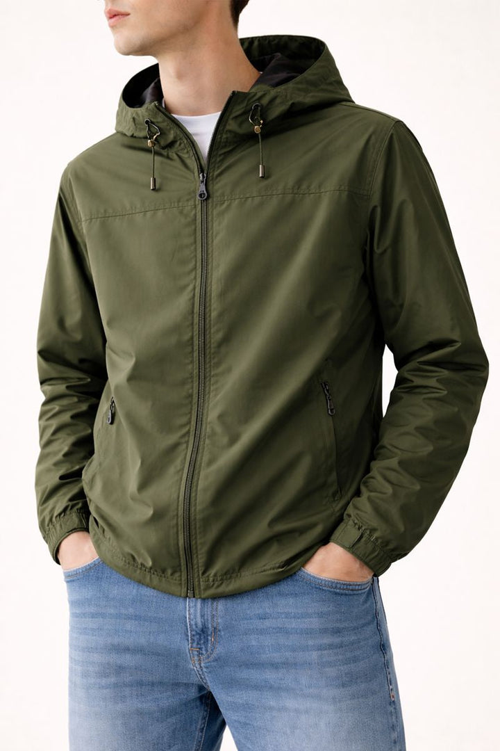 Veste coupe-vent pour homme avec capuche et fermeture éclair - Elvan