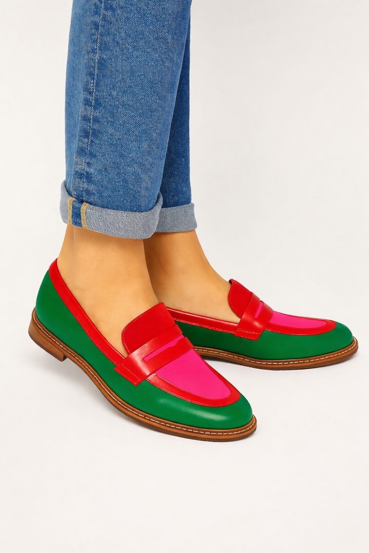 Mocassins combinés de couleurs vives pour femmes - Nadine