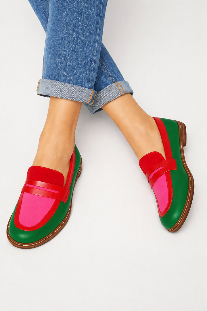 Mocassins combinés de couleurs vives pour femmes - Nadine